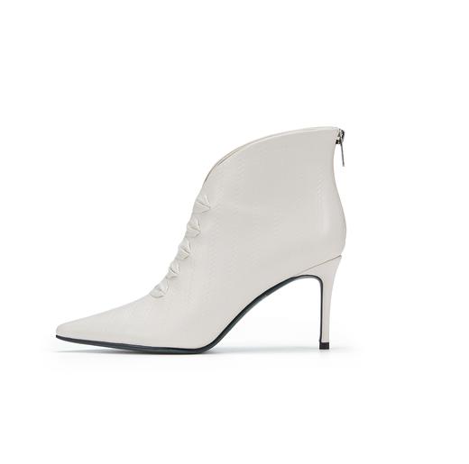 westory2023秋季新品细跟方头短筒靴尖头瘦脚单靴W23DS82991 商品图4