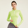 立领拼色抓绒T恤女长袖健身衣运动速干跑步长袖 商品缩略图1