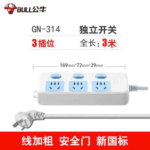 公牛两脚插排插座接线板2插头二脚眼项双孔带线延长插排 商品图1