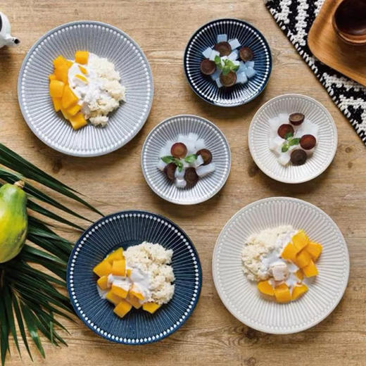 日本进口美浓烧 Albee灰十草 日式陶瓷饭碗盘子高级感西餐牛排盘深盘菜盘 商品图1