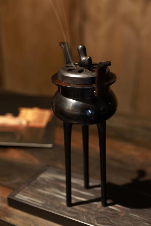 冲耳三足高脚香炉°紫光檀 商品图1