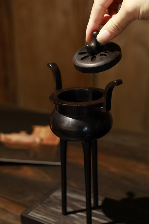 冲耳三足高脚香炉°紫光檀 商品图8