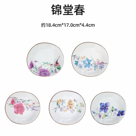 日本和蓝美浓烧红颜花语盘子锦堂春餐盘礼盒套装 商品图3
