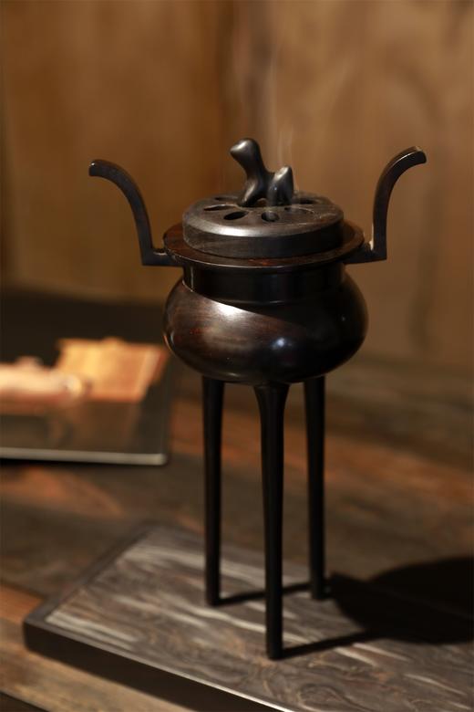 冲耳三足高脚香炉°紫光檀 商品图3