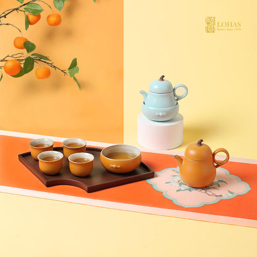 陆宝大吉大利功夫茶具套装梨形壶带茶盘茶杯泡茶套装高档伴手礼（礼盒装） 商品图3