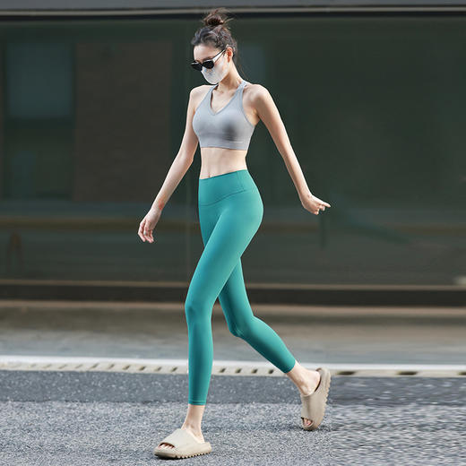 beemen瑜伽裤女高腰提臀无缝裸感弹力收腹运动长裤跑步训练健身裤外穿秋 商品图2