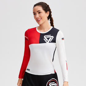 【清完不补】科里芙拼色圆领速干长袖跑步马拉松运动修身时尚上衣女