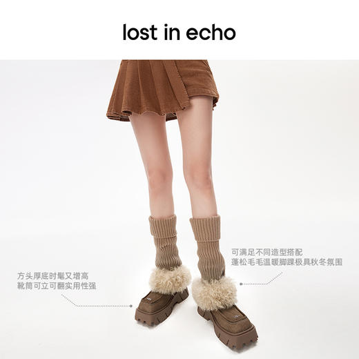 [福利价]虞书欣同款lost in echo毛绒厚底增高方头防寒保暖雪地靴短靴女 商品图2