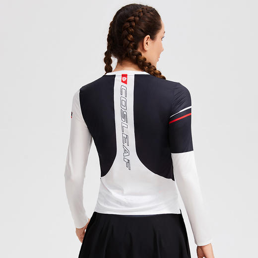 【清完不补】科里芙拼色圆领速干长袖跑步马拉松运动修身时尚上衣女 商品图4