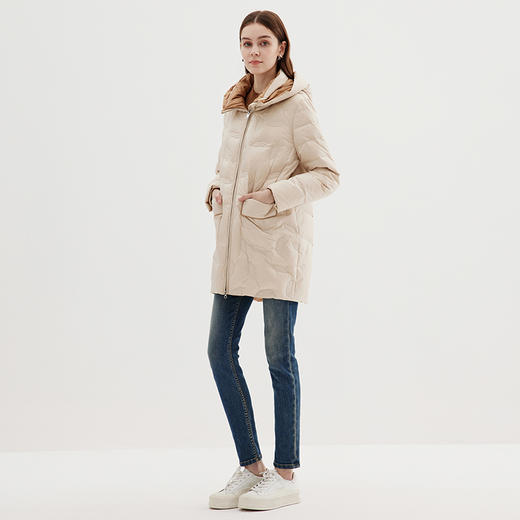 EITIE爱特爱冬季新款气质通勤保暖直筒显瘦连帽羽绒服女7211921 商品图1