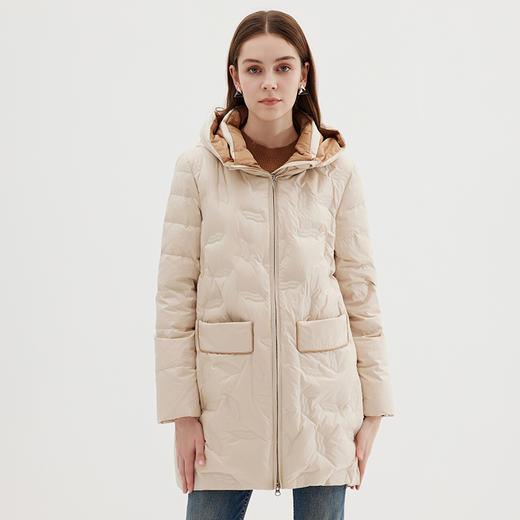 EITIE爱特爱冬季新款气质通勤保暖直筒显瘦连帽羽绒服女7211921 商品图3
