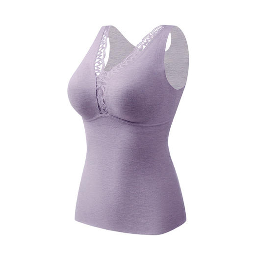 【龙贝莱精选】套头V领发热德绒保暖内衣带胸垫无痕修身显瘦保暖背心H233050458预售款 商品图6