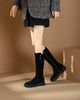 西村名物2023秋季新品圆头粗跟小腿靴法式长靴不过膝女X23DI4533101B 商品缩略图11