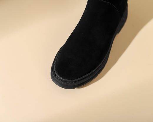 西村名物2023秋季新品圆头粗跟小腿靴法式长靴不过膝女X23DI4533101B 商品图3