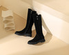 西村名物2023秋季新品圆头粗跟小腿靴法式长靴不过膝女X23DI4533101B 商品缩略图1