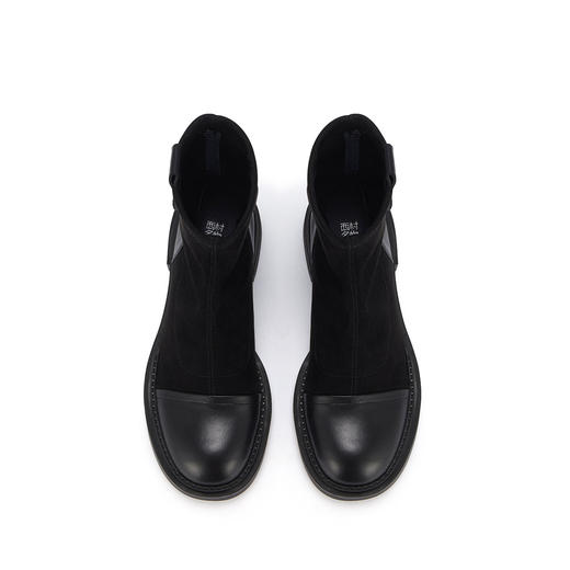 西村名物2023秋季新品法式复古尖头粗跟裸短靴切尔西靴X23DS45711 商品图1