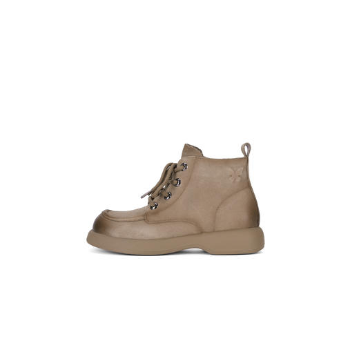 西村名物2023秋季新品圆头粗跟裸靴系带短靴马丁靴X23DS46521 商品图9