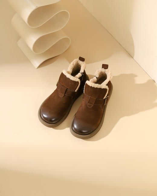 西村名物2023冬季新品圆头内里绒毛保暖短靴X23DS45541 商品图1