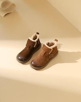 西村名物2023冬季新品圆头内里绒毛保暖短靴X23DS45541