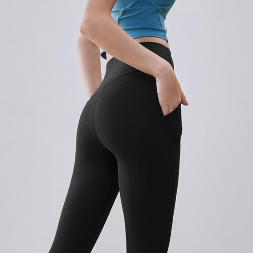 跃牌【禅语梵心系列】高腰提臀瑜伽裤口袋塑形罗纹紧身九分裤 CK2375 商品图8