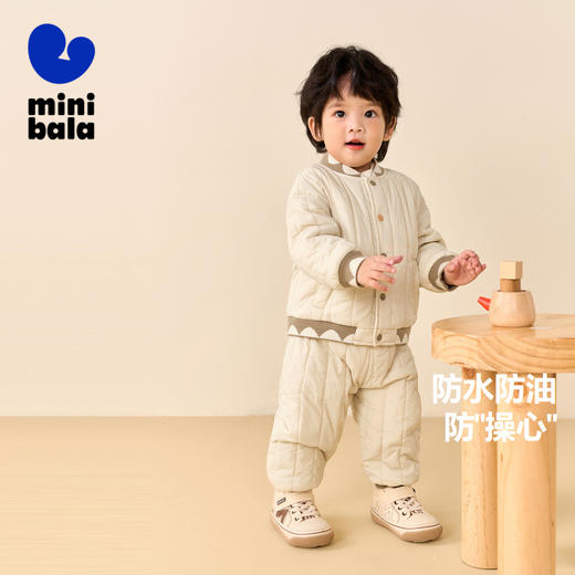 迷你巴拉男童女童长袖套装秋冬宝宝儿童套装棒球服外套长裤 商品图1