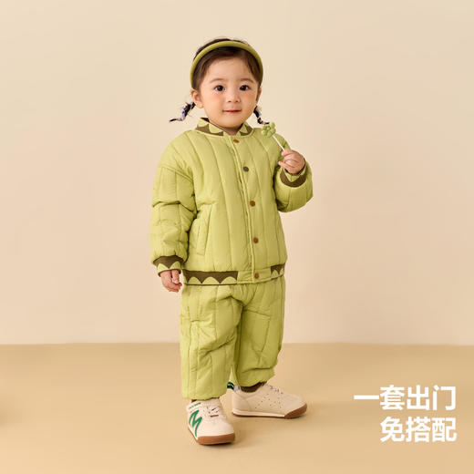 迷你巴拉男童女童长袖套装秋冬宝宝儿童套装棒球服外套长裤 商品图2