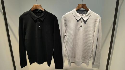 纯原Martine Wester 男士羊绒,棉混纺长袖翻领针织POLO男士商务休闲 款号11053023 商品图0