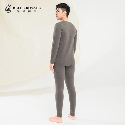 新款薄绒保暖内衣男士秋冬季绵羊毛蚕丝德绒秋衣秋裤保暖套装BNN80025 商品图5