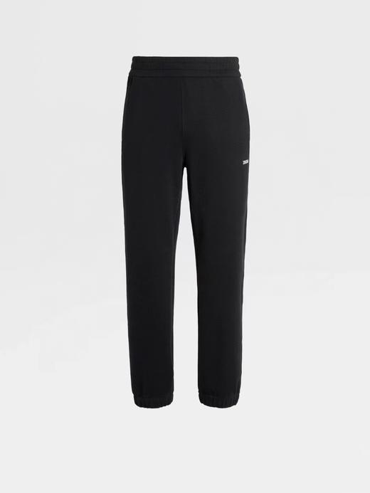 杰尼亚时尚可持续黑色棉质慢跑裤 商品图0