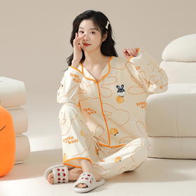 品牌破价 亲肤丝滑【花色莫代尔家居服套装】自带胸垫不跑杯 免穿bra 会呼吸的莫代尔面料 宽松H版睡衣 遮肚挡肉 #M663