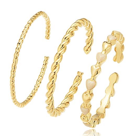 Oflye潮流饰品 素圈彩釉戒指女多件套戒小众设计开口戒食指戒 商品图4