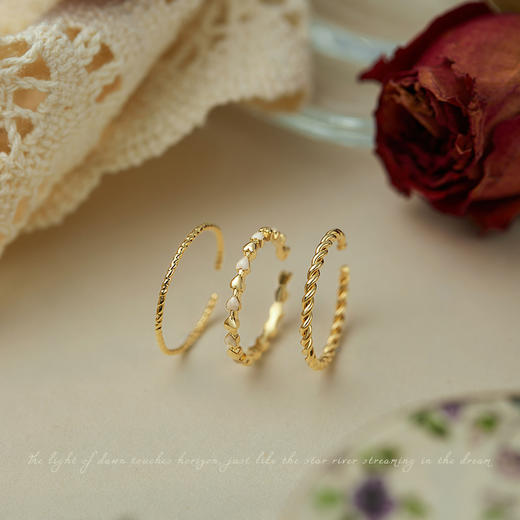 Oflye潮流饰品 素圈彩釉戒指女多件套戒小众设计开口戒食指戒 商品图3