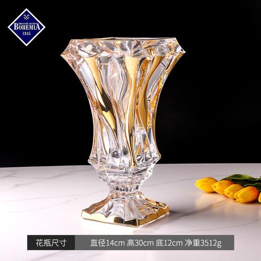 捷克BOHEMIA进口水晶玻璃描金透明 花瓶摆件客厅插花 富贵竹花瓶 商品图4