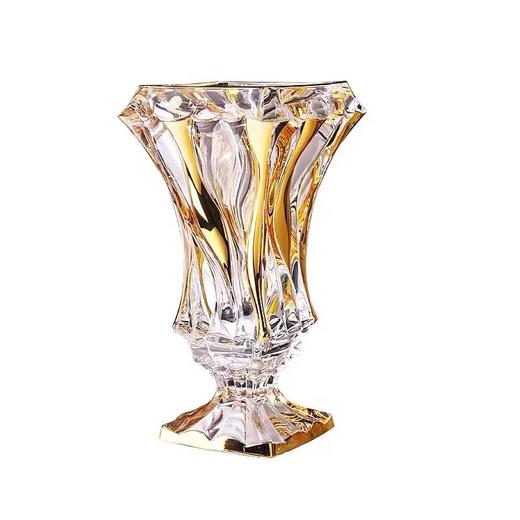 捷克BOHEMIA进口水晶玻璃描金透明 花瓶摆件客厅插花 富贵竹花瓶 商品图5