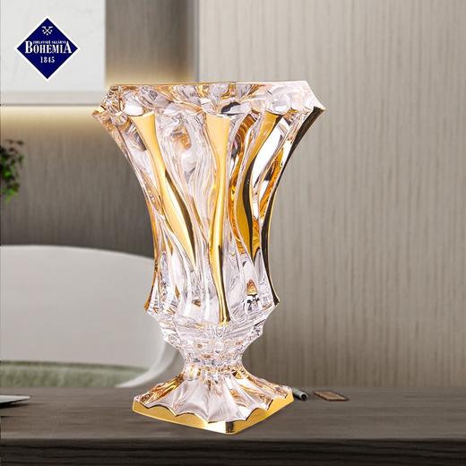 捷克BOHEMIA进口水晶玻璃描金透明 花瓶摆件客厅插花 富贵竹花瓶 商品图1