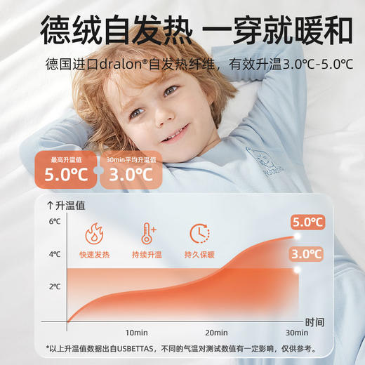 贝肽斯德绒儿童保暖内衣婴儿宝宝秋衣秋裤套装秋冬自发热男童女童 商品图3