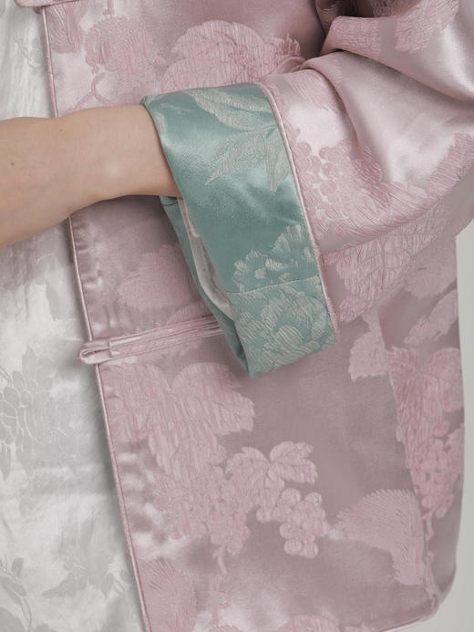 盛唐牡丹 | 松鼠葡萄真丝立领对襟外套(不夹棉-松鼠葡萄闪光面料款) 商品图5