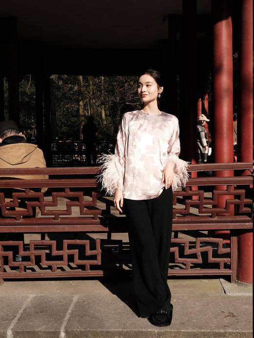 瑕疵|  盛唐牡丹 |新中式鸵鸟毛上衣 [特价品](特殊商品不退不换) 商品图2