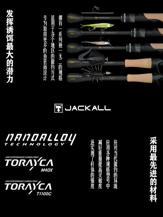 JACKALL负电压二代REVOLTAGE-Ⅱ2023款RV2软木手把独节路亚竿 商品图2
