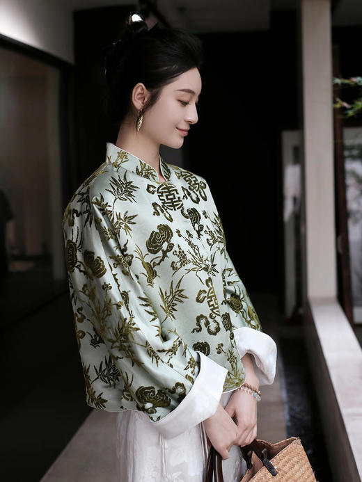 盛唐牡丹 |真丝漳绒兰芝常生双面穿对襟外套 商品图3