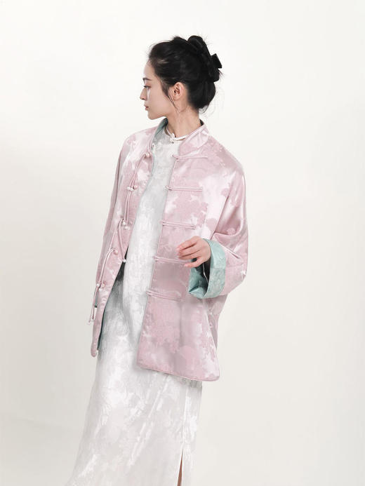 盛唐牡丹 | 松鼠葡萄真丝立领对襟外套(不夹棉-松鼠葡萄闪光面料款) 商品图2