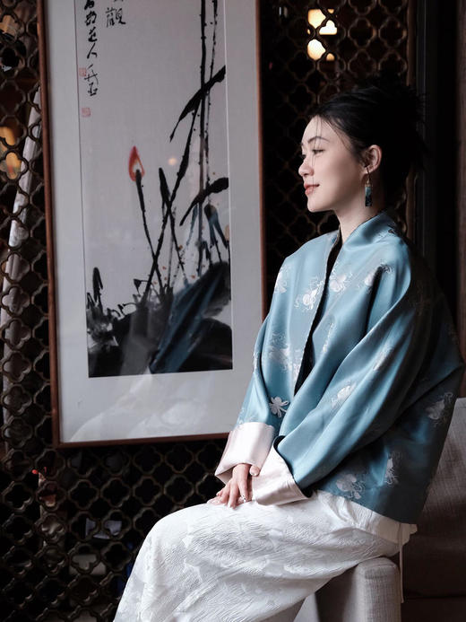 瑕疵|  盛唐牡丹 |花锦缎葫芦纹新中式外套(不夹棉)[特价品](特殊商品不退不换) 商品图5