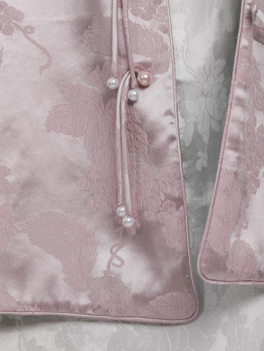 盛唐牡丹 | 松鼠葡萄真丝立领对襟外套(不夹棉-松鼠葡萄闪光面料款) 商品图6