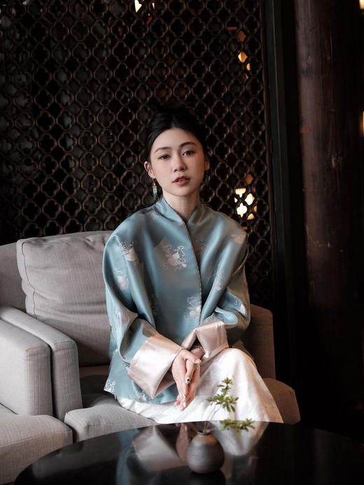 瑕疵|  盛唐牡丹 |花锦缎葫芦纹新中式外套(不夹棉)[特价品](特殊商品不退不换) 商品图3