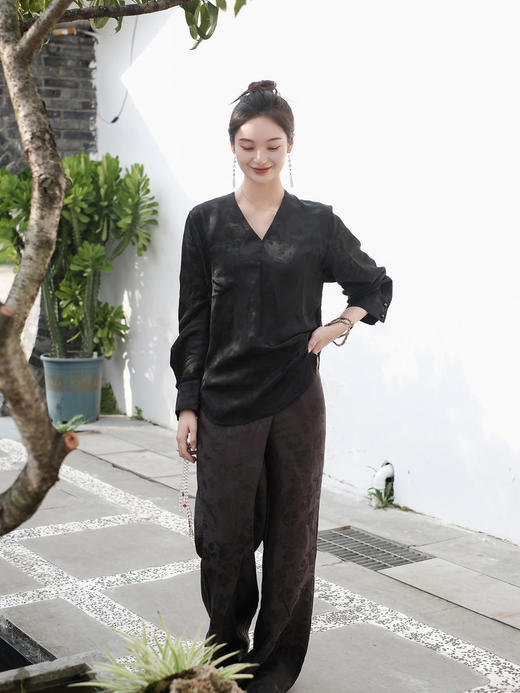 盛唐牡丹 |真丝蝶恋花女上衣-半丝[特价品] 商品图0