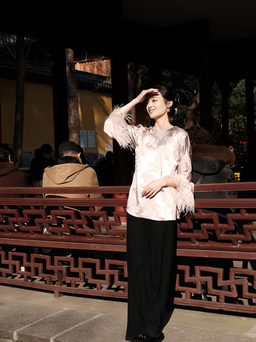 瑕疵|  盛唐牡丹 |新中式鸵鸟毛上衣 [特价品](特殊商品不退不换) 商品图4