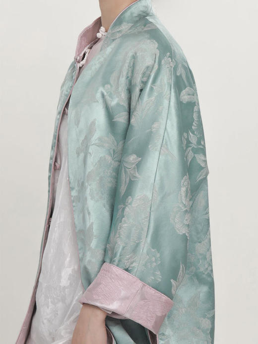 盛唐牡丹 | 松鼠葡萄真丝立领对襟外套(不夹棉-松鼠葡萄闪光面料款) 商品图10