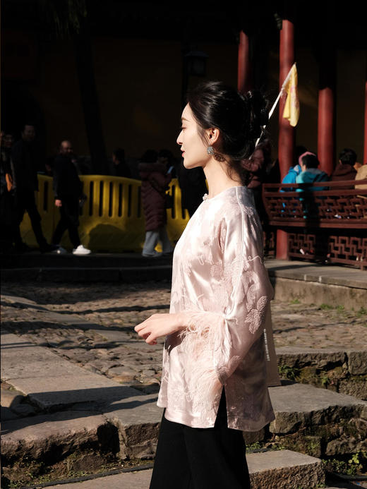 瑕疵|  盛唐牡丹 |新中式鸵鸟毛上衣 [特价品](特殊商品不退不换) 商品图3