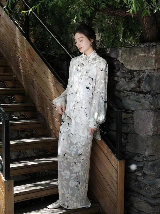 盛唐牡丹 |真丝烂花绒衬衫上衣 商品图9