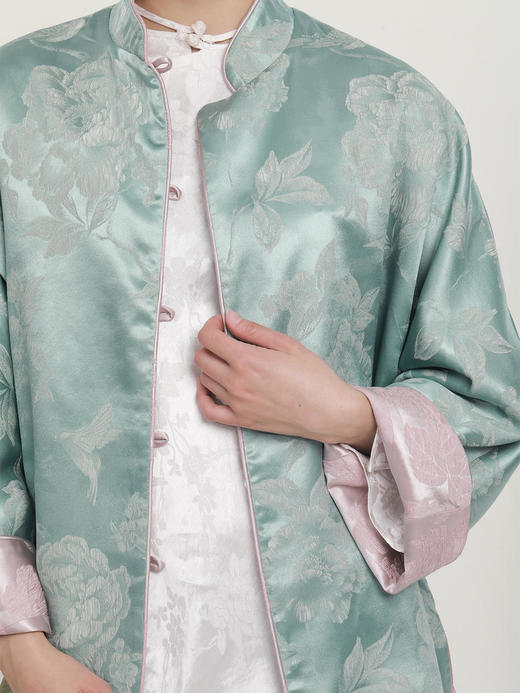 盛唐牡丹 | 松鼠葡萄真丝立领对襟外套(不夹棉-松鼠葡萄闪光面料款) 商品图13